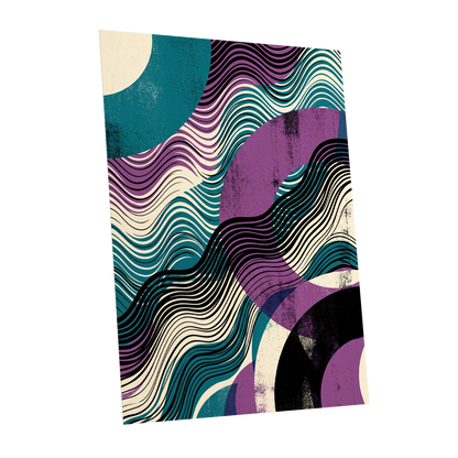 Electric Tides, black, blue, purple abstract wall art shown as a unframed poster wall art print