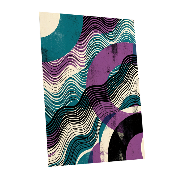 Electric Tides, black, blue, purple abstract wall art shown as a unframed poster wall art print