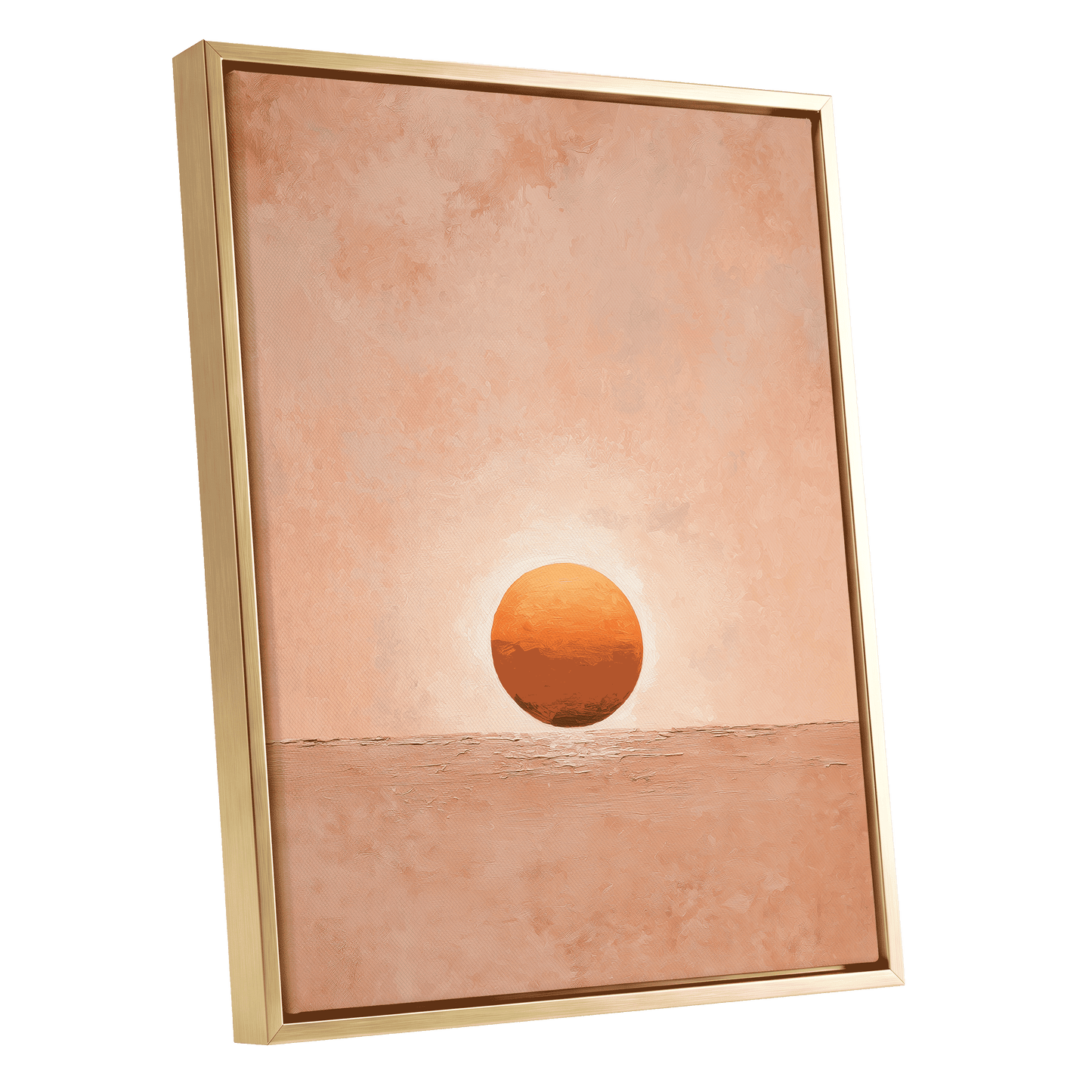 Ember at Still Horizon – gold framed canvas option