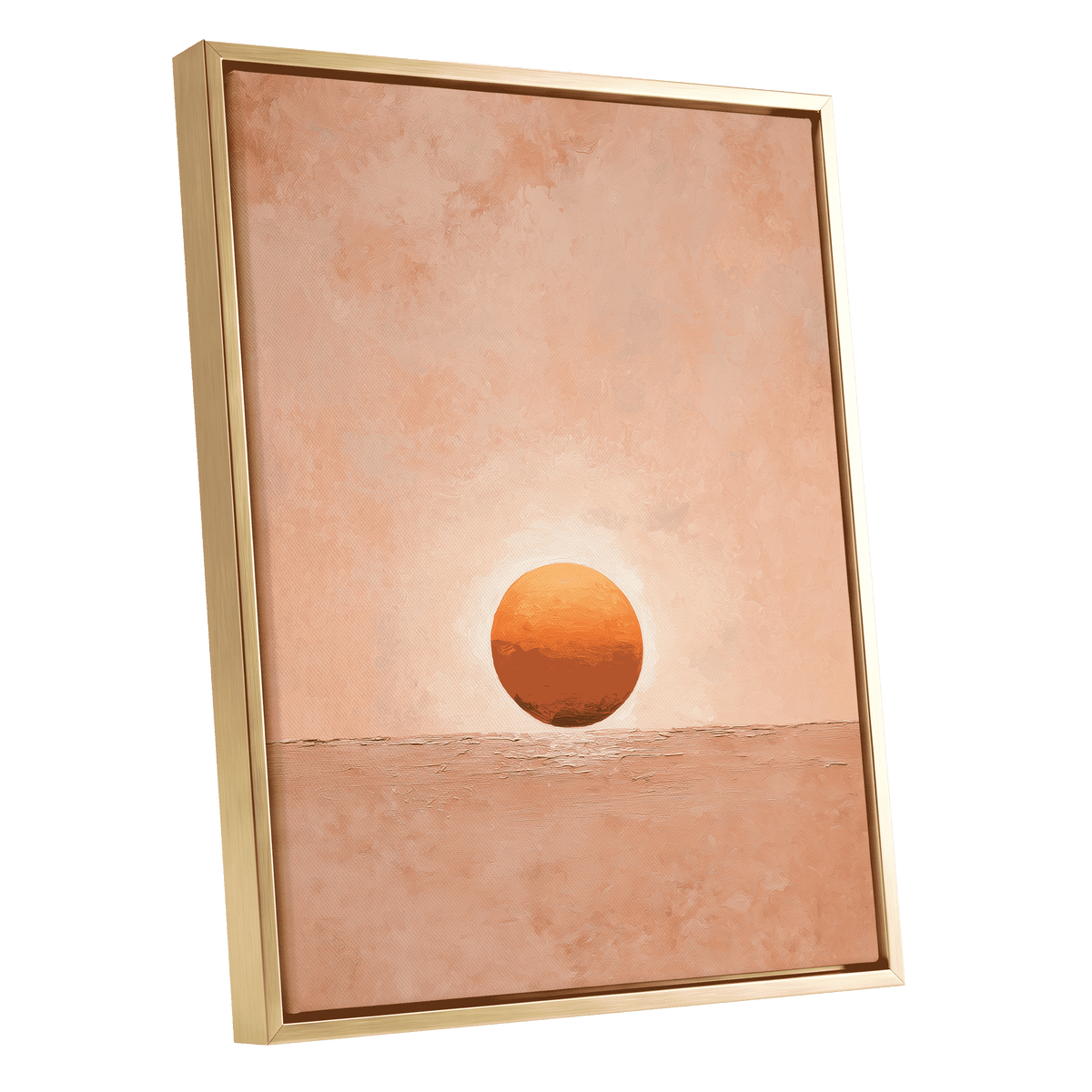 Ember at Still Horizon – gold framed canvas option