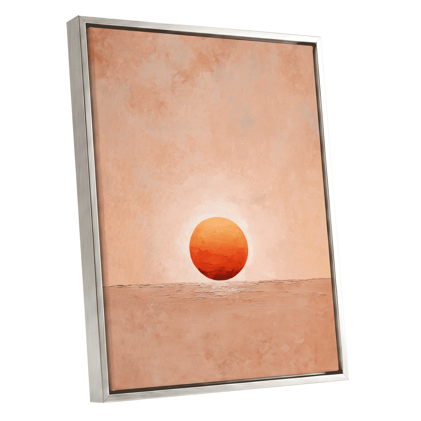 Ember at Still Horizon – silver framed canvas option