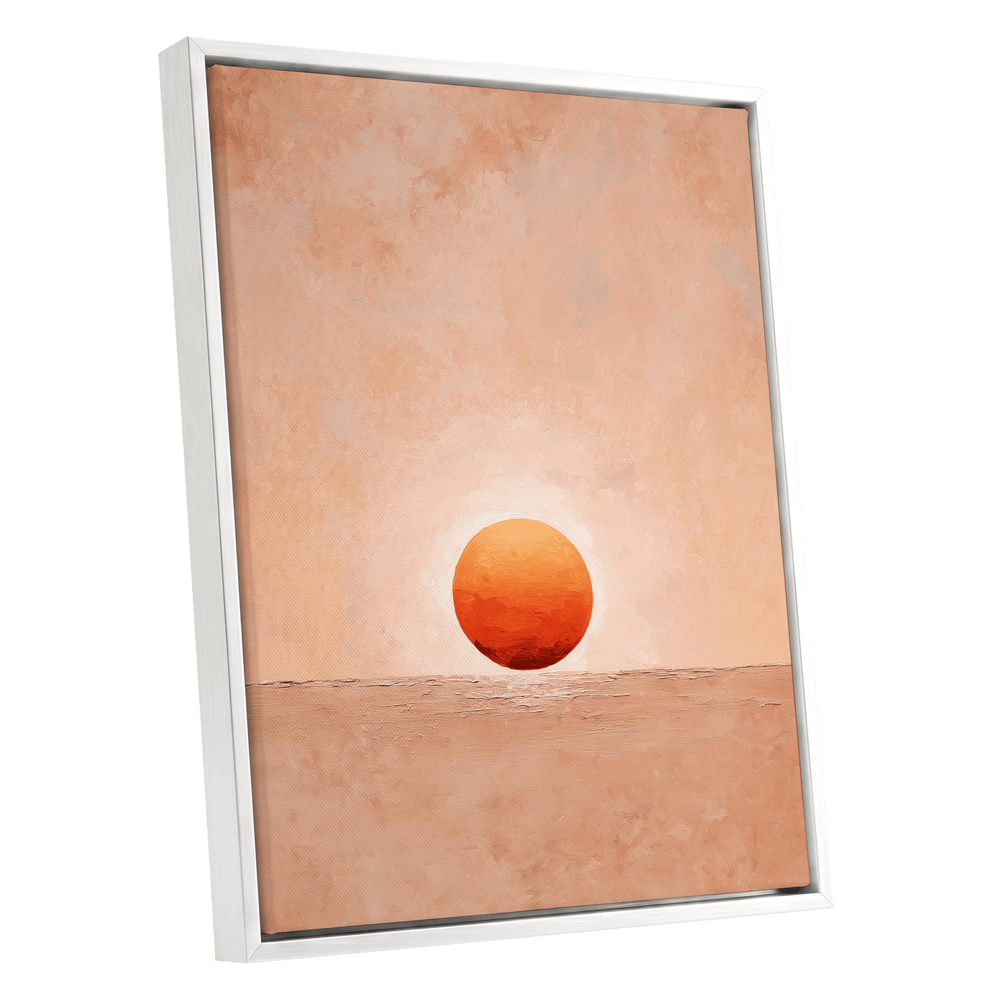 Ember at Still Horizon – white framed canvas option