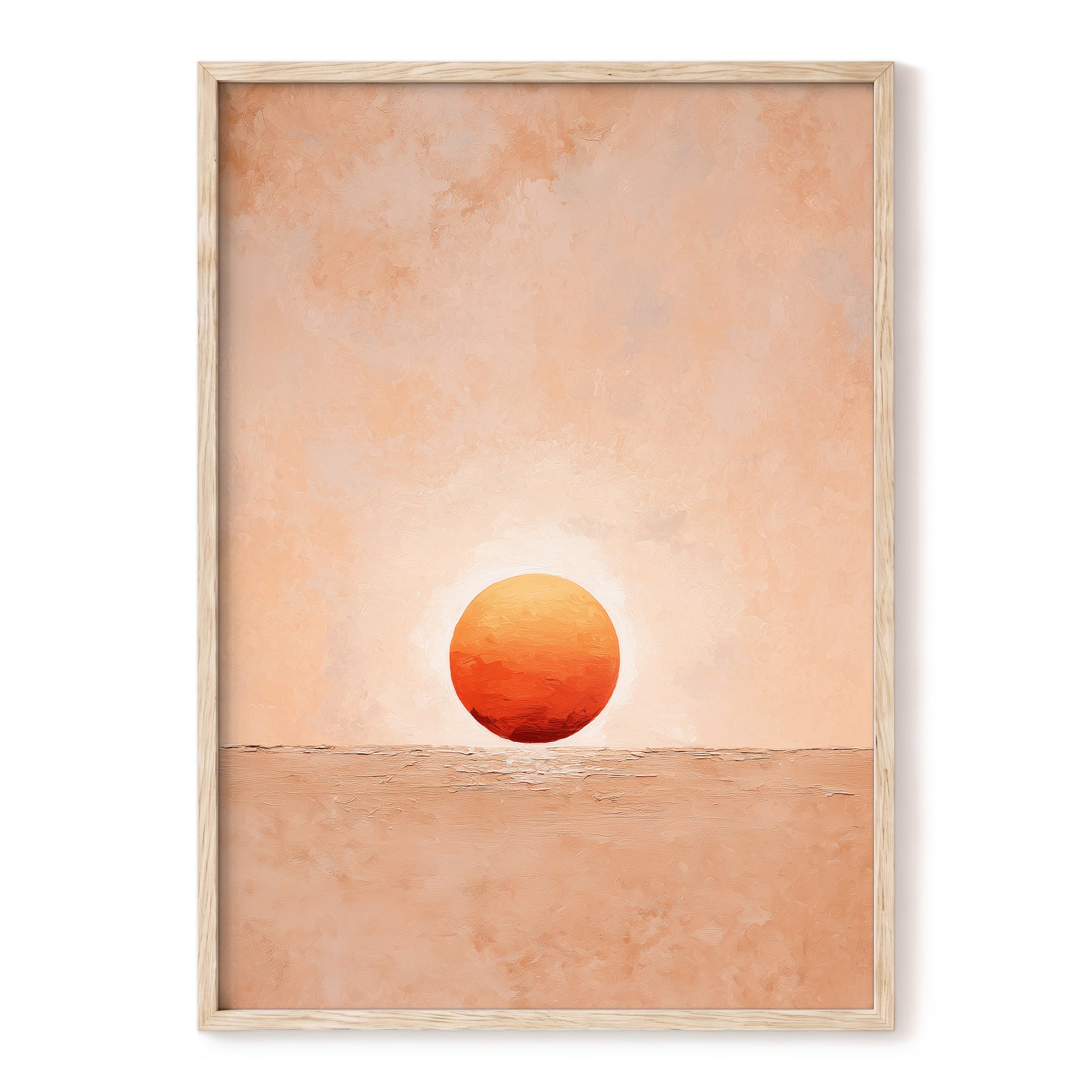 Ember at Still Horizon – beige, orange, red minimalist wall art, front view