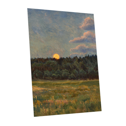 Ember at the Treeline, green, blue, brown nature wall art shown as a unframed poster wall art print