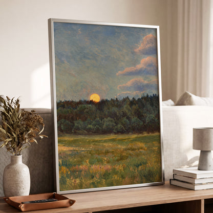 Ember at the Treeline, green, blue, brown nature wall art displayed in a styled interior, gallery view 2