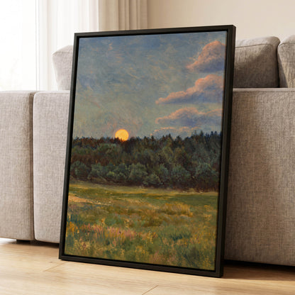 Ember at the Treeline, green, blue, brown nature wall art displayed in a styled interior, gallery view 4