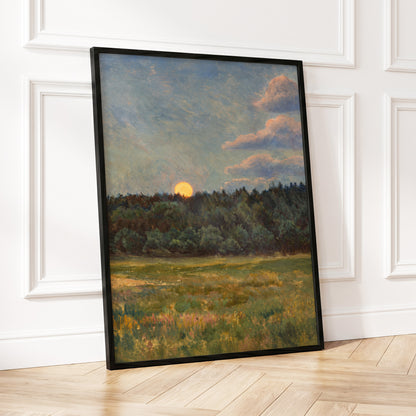 Ember at the Treeline, green, blue, brown nature wall art displayed in a styled interior, gallery view 9