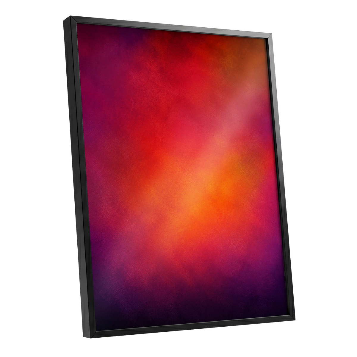 Ember Bloom, orange, red, pink abstract wall art shown as a black framed poster wall art print