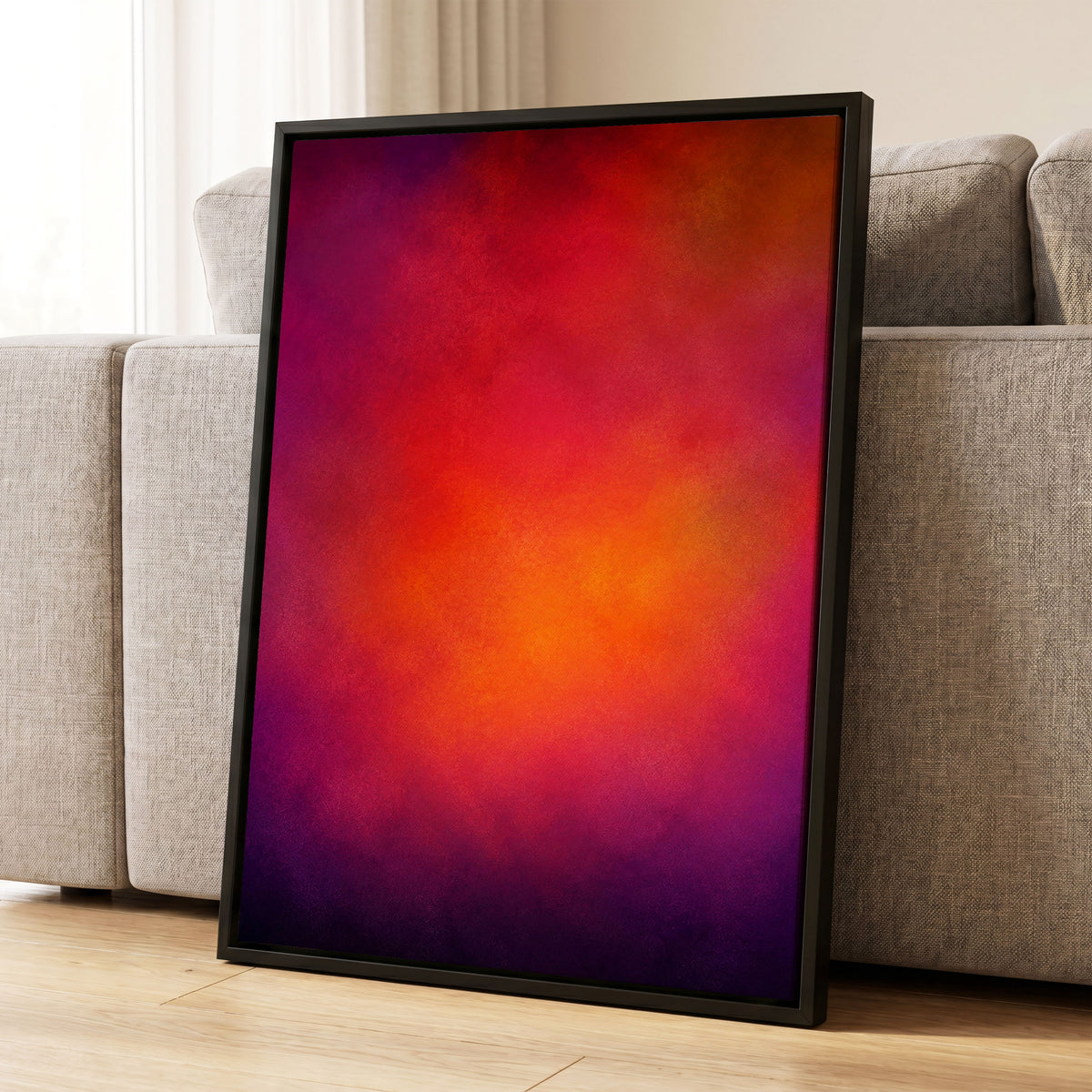 Ember Bloom, orange, red, pink abstract wall art displayed in a styled interior, gallery view 4