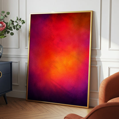 Ember Bloom, orange, red, pink abstract wall art displayed in a styled interior, gallery view 9