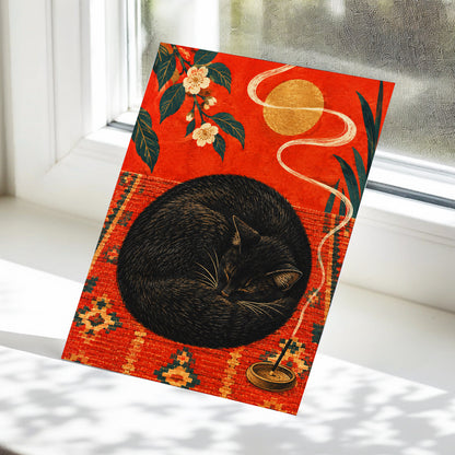 Ember Catnap, black, red, orange nature wall art displayed in a styled interior, gallery view 5
