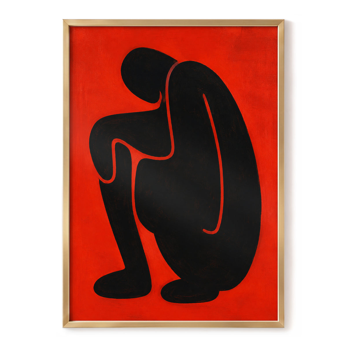 Ember Contour, black, red, orange abstract wall art, front artwork view