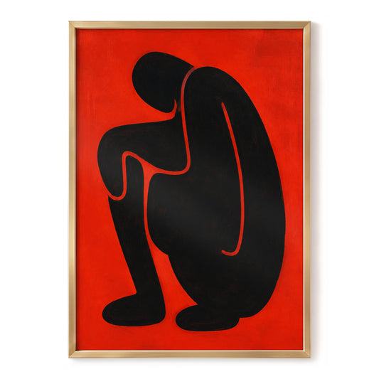Ember Contour, black, red, orange abstract wall art, front artwork view