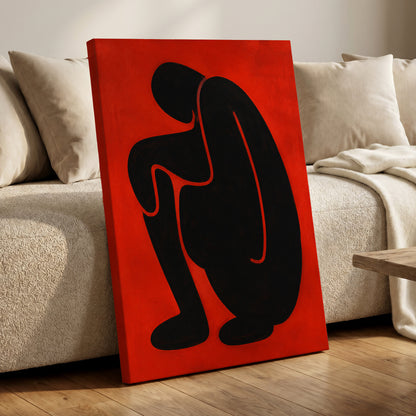 Ember Contour, black, red, orange abstract wall art displayed in a styled interior, gallery view 3