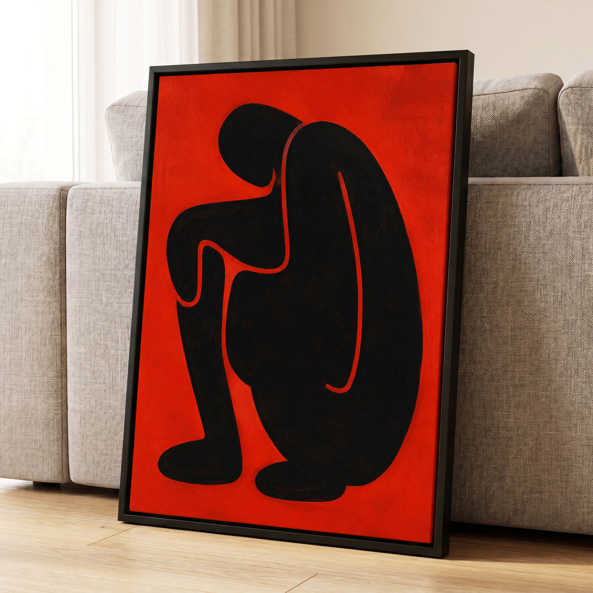 Ember Contour, black, red, orange abstract wall art displayed in a styled interior, gallery view 4