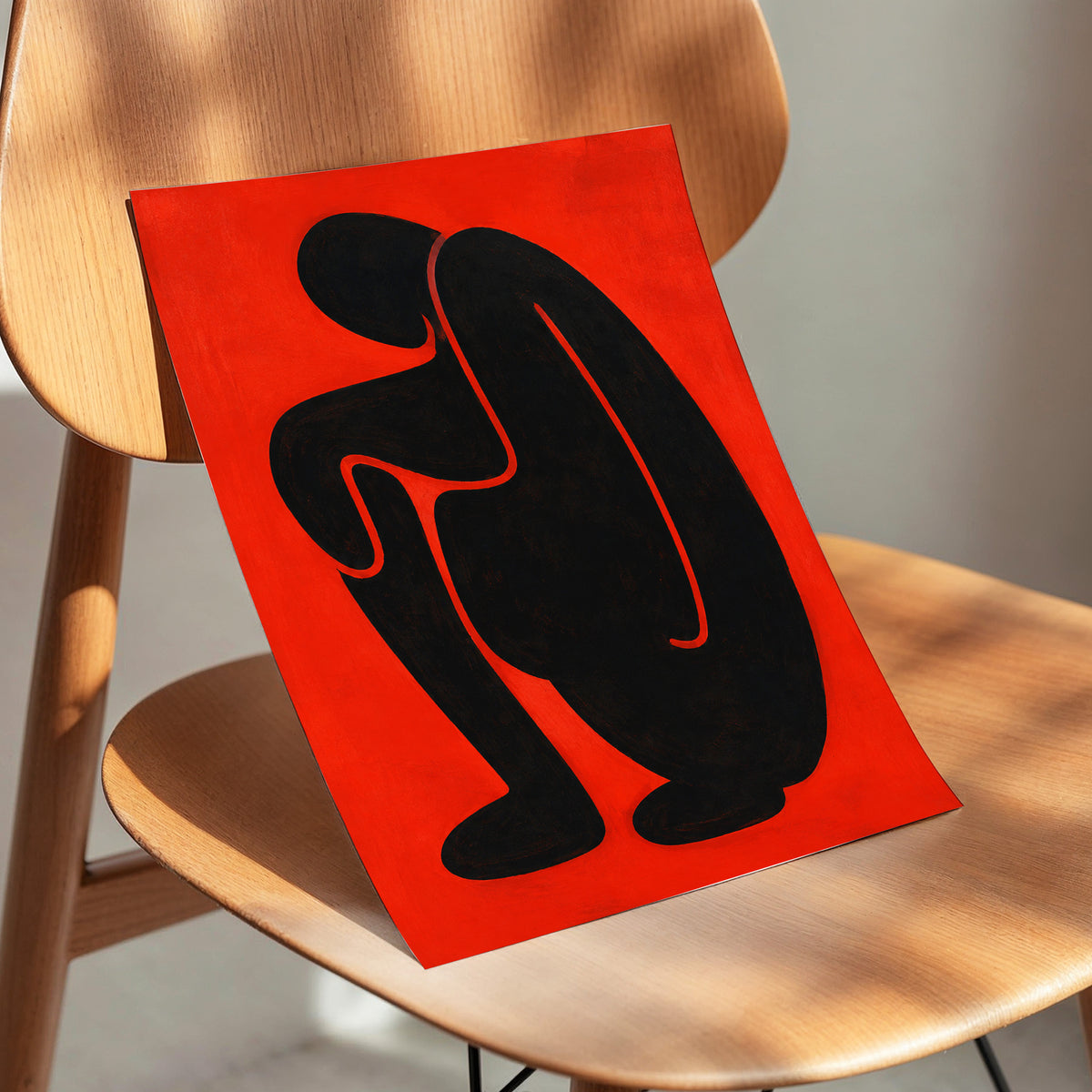 Ember Contour, black, red, orange abstract wall art displayed in a styled interior, gallery view 5