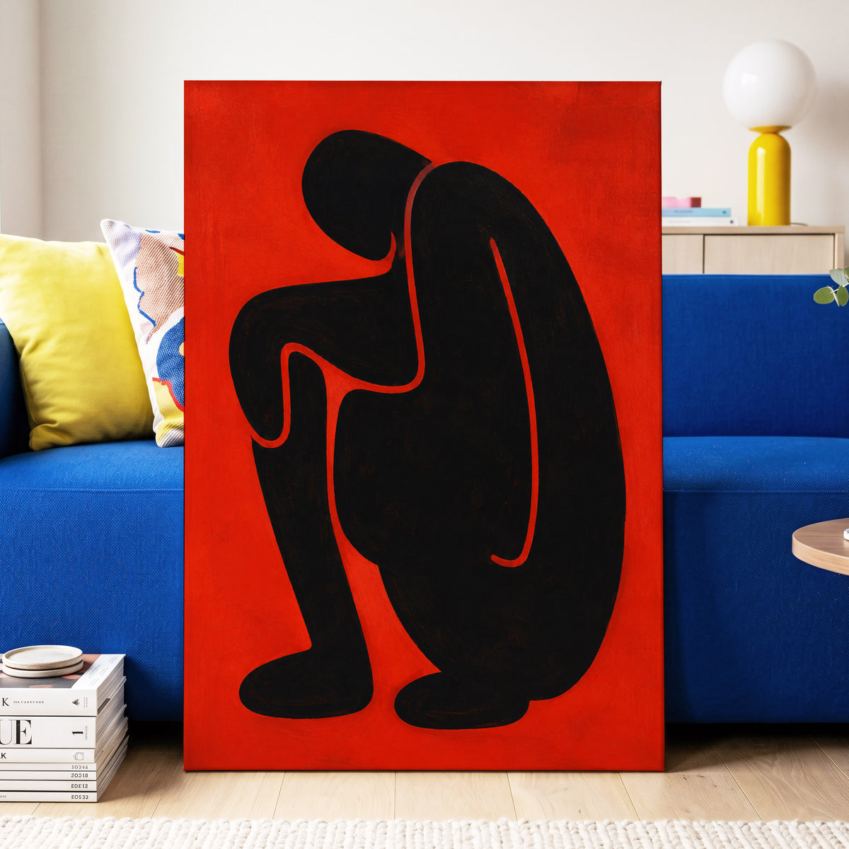 Ember Contour, black, red, orange abstract wall art displayed in a styled interior, gallery view 7