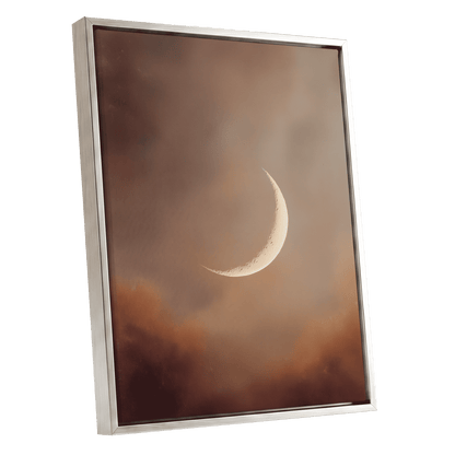 Ember Crescent – silver framed canvas option