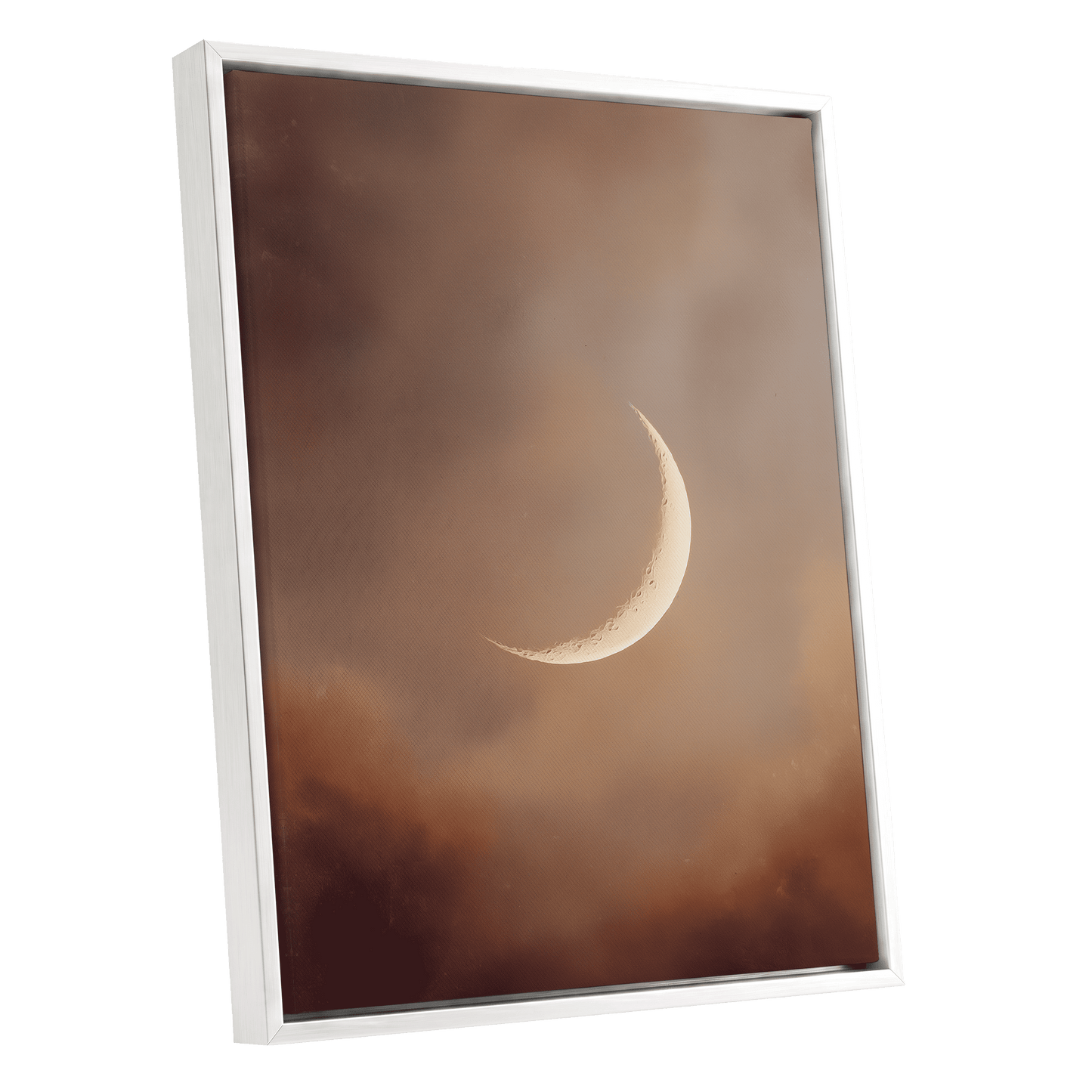 Ember Crescent – white framed canvas option