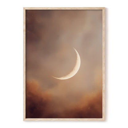 Ember Crescent – brown, beige, white nature wall art, front view