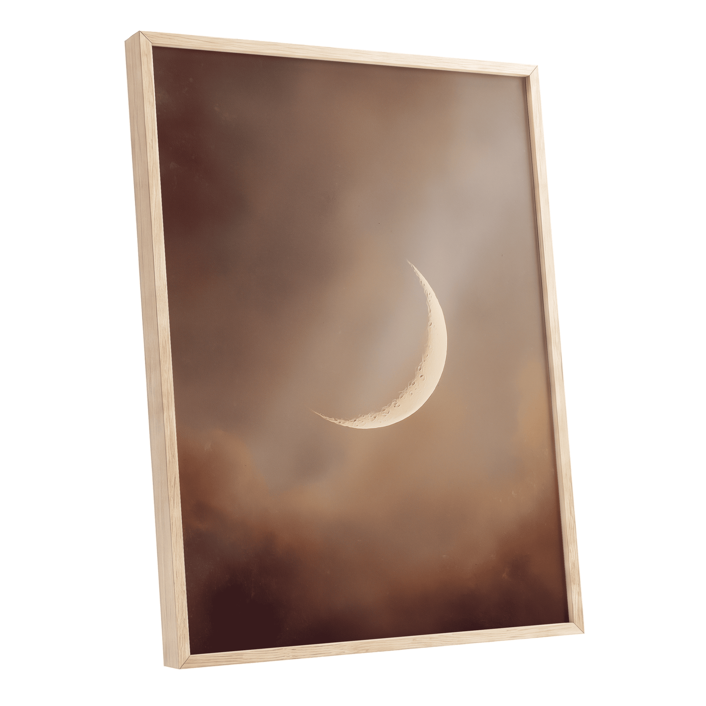 Ember Crescent – oak framed poster option