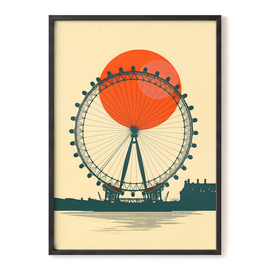 Ember Eye, green, beige, orange minimalist wall art, front artwork view