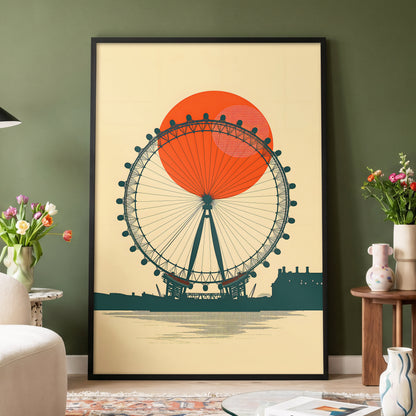Ember Eye, green, beige, orange minimalist wall art displayed in a styled interior, gallery view 4