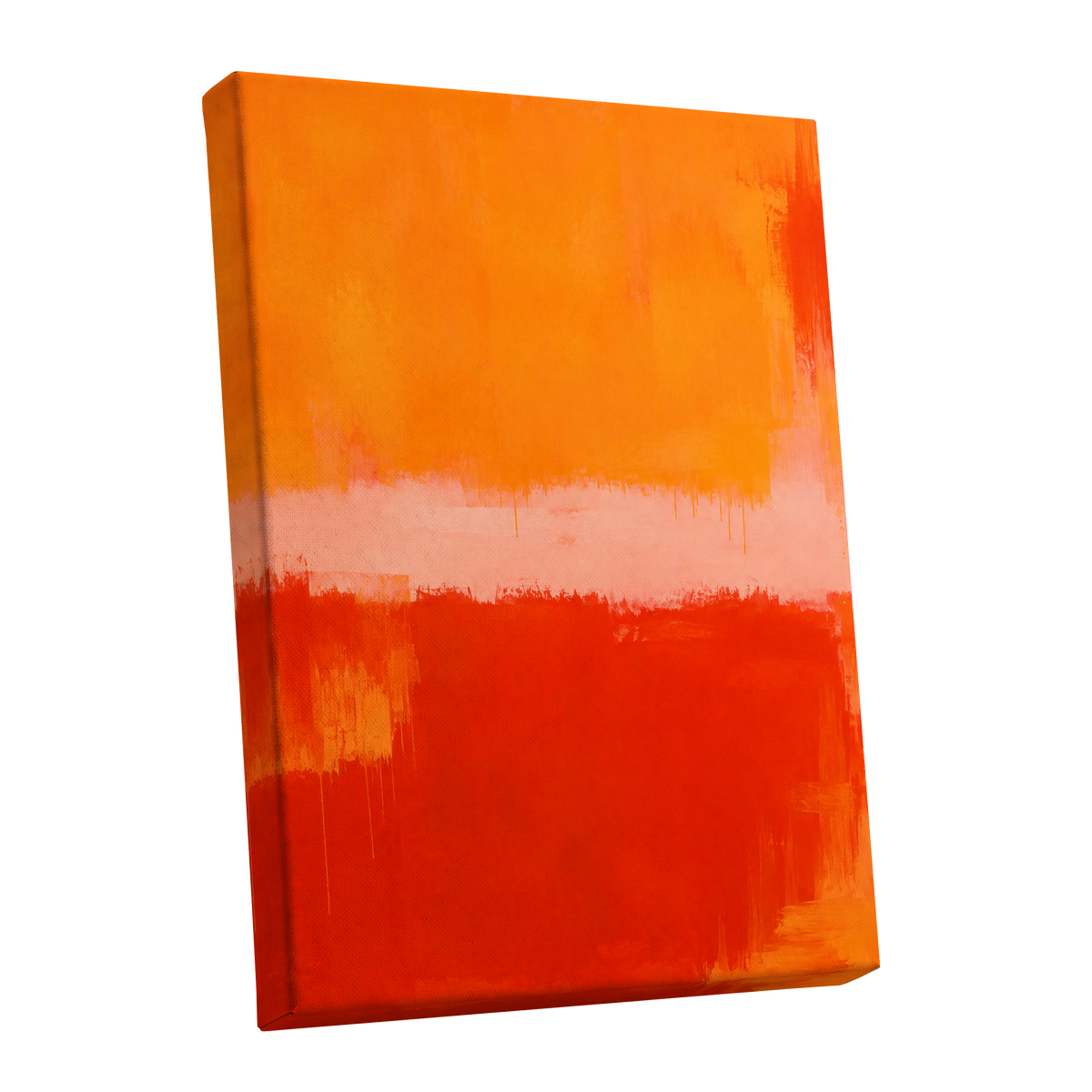 Ember Interval, orange, red, pink abstract wall art shown as a stretched canvas wall art