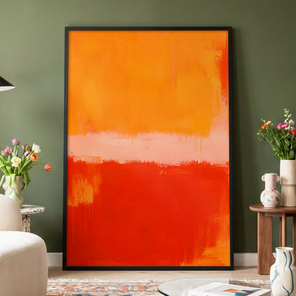 Ember Interval, orange, red, pink abstract wall art displayed in a styled interior, gallery view 6