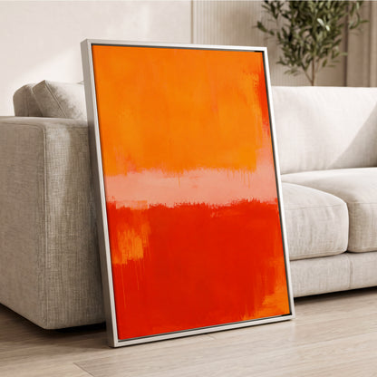 Ember Interval, orange, red, pink abstract wall art displayed in a styled interior, gallery view 8