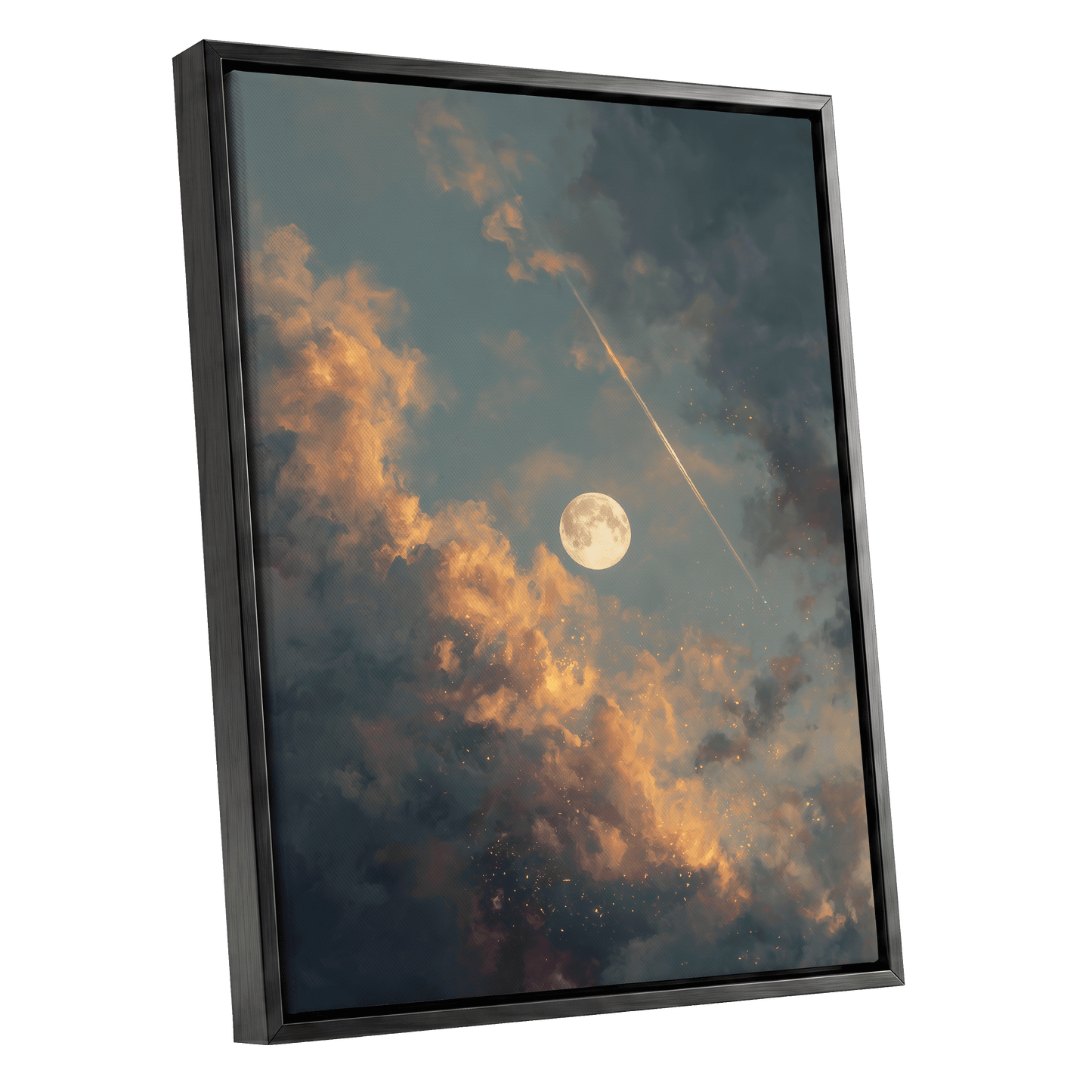 Ember Moon – black framed canvas option