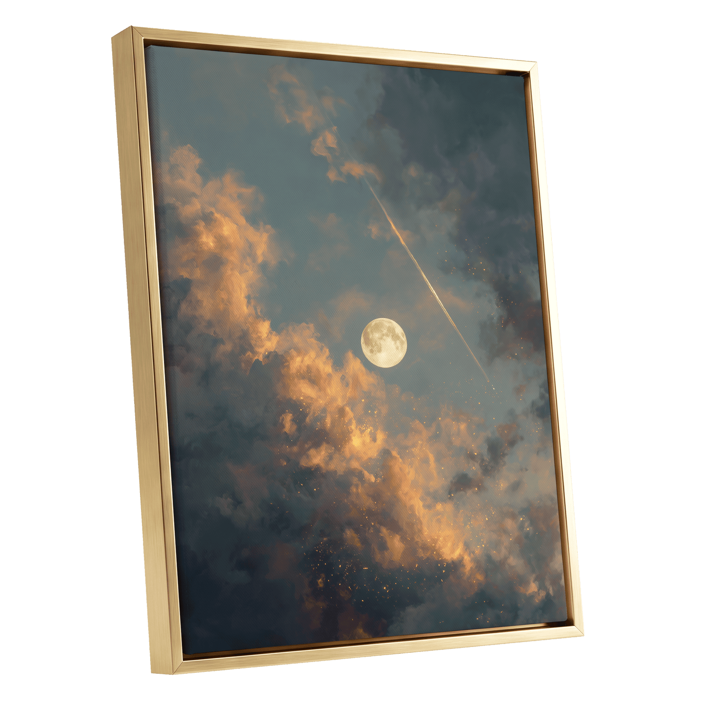 Ember Moon – gold framed canvas option