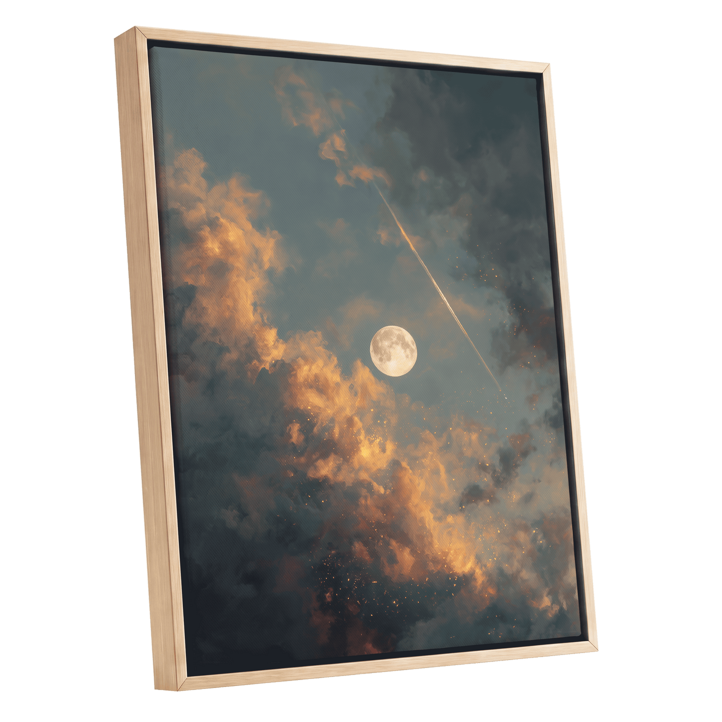 Ember Moon – oak framed canvas option