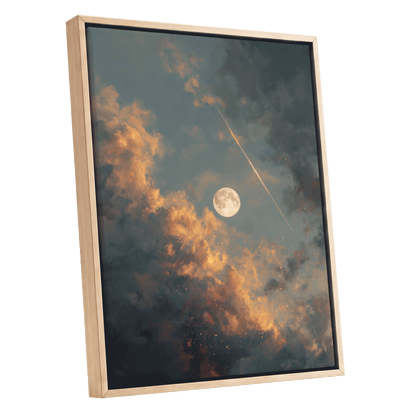 Ember Moon – oak framed canvas option