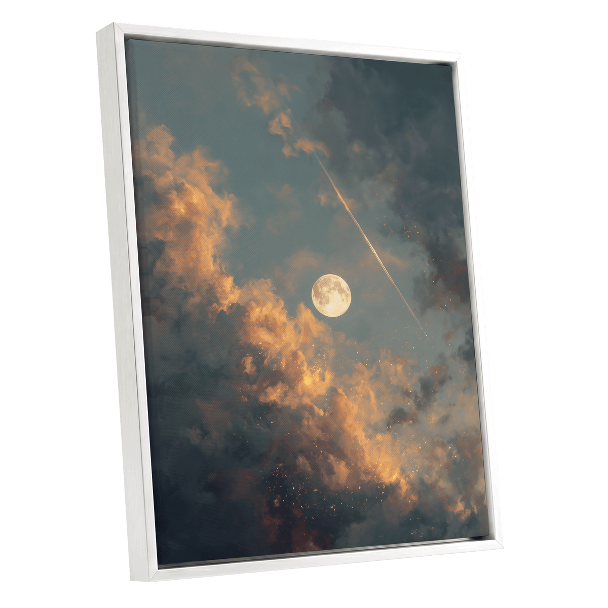 Ember Moon – white framed canvas option