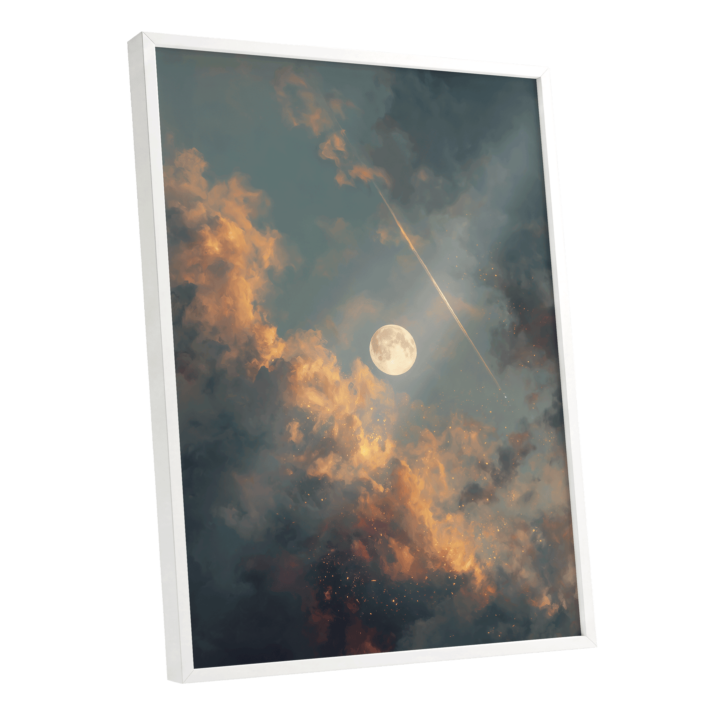 Ember Moon – white framed poster option