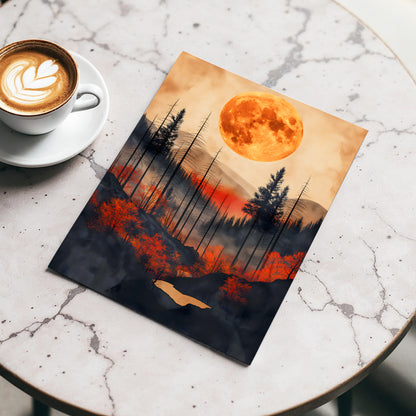 Ember Moon Wilderness, black, beige, orange nature wall art displayed in a styled interior, gallery view 3