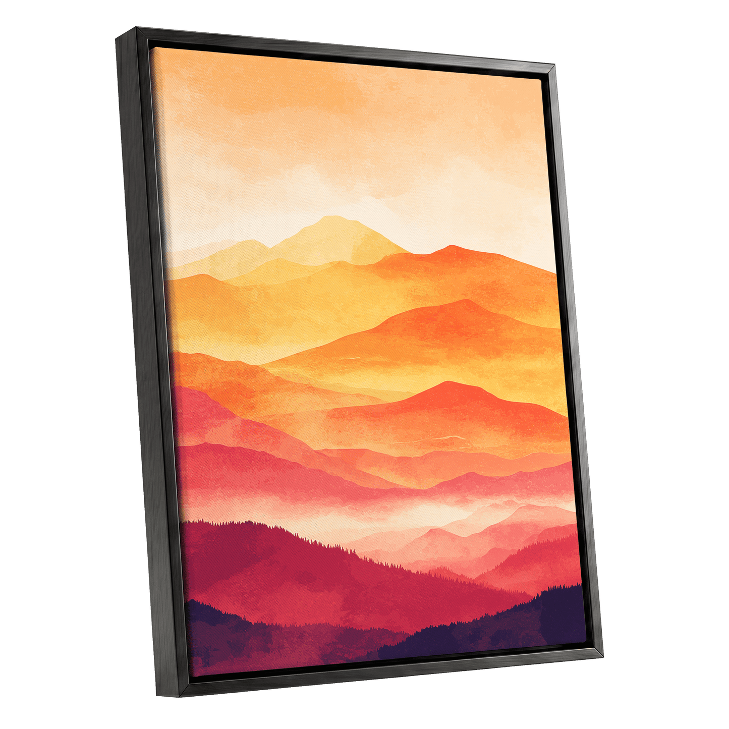 Ember Mountain Layers – black framed canvas option
