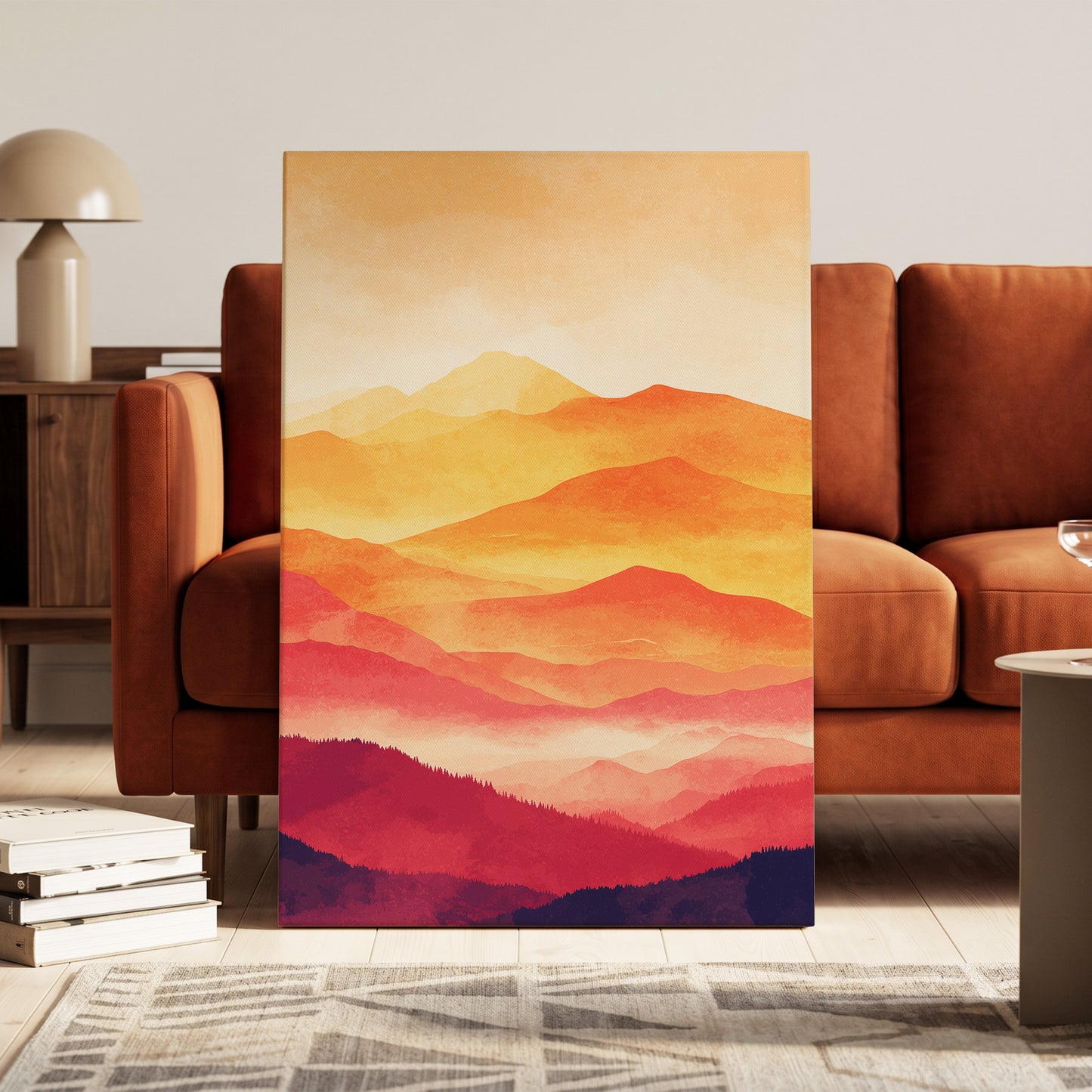 Ember Mountain Layers – canvas wall art in a styled interior, gallery view 1
