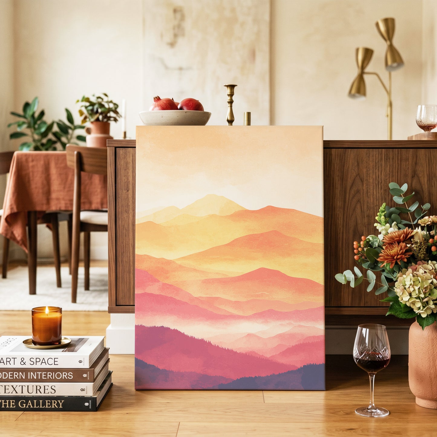 Ember Mountain Layers – canvas wall art in a styled interior, gallery view 2