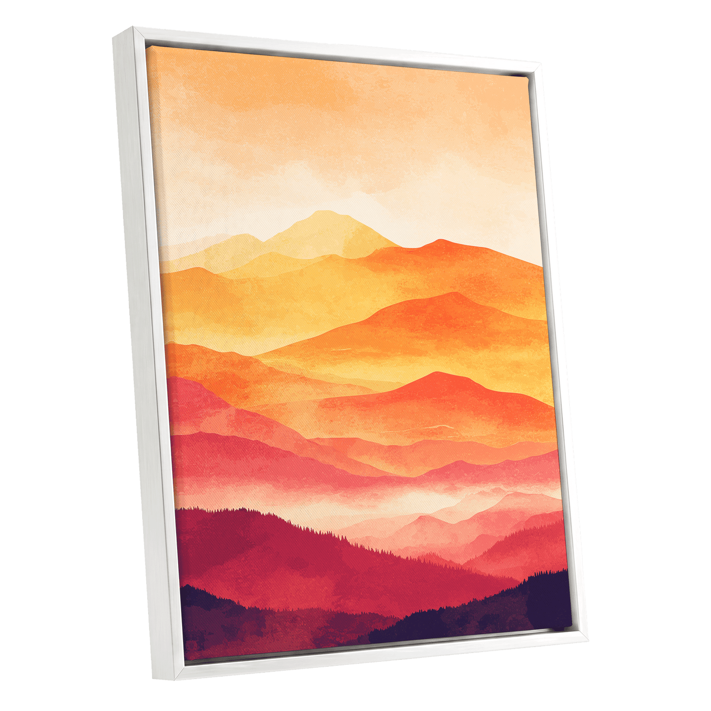 Ember Mountain Layers – white framed canvas option
