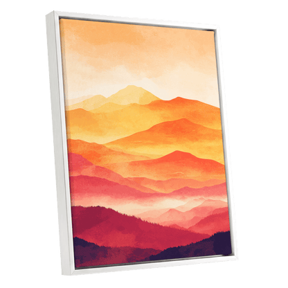Ember Mountain Layers – white framed canvas option