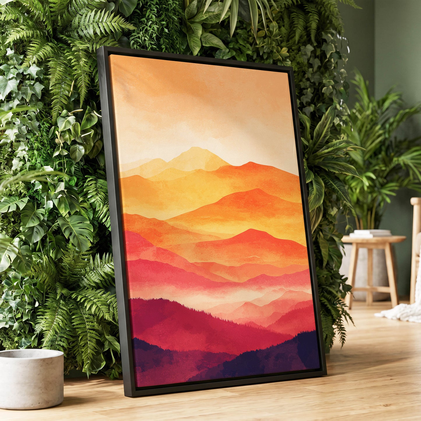 Ember Mountain Layers – wall art displayed in a styled interior, gallery view 1