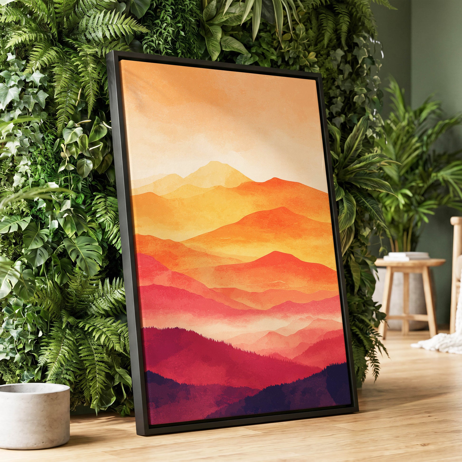 Ember Mountain Layers – wall art displayed in a styled interior, gallery view 1