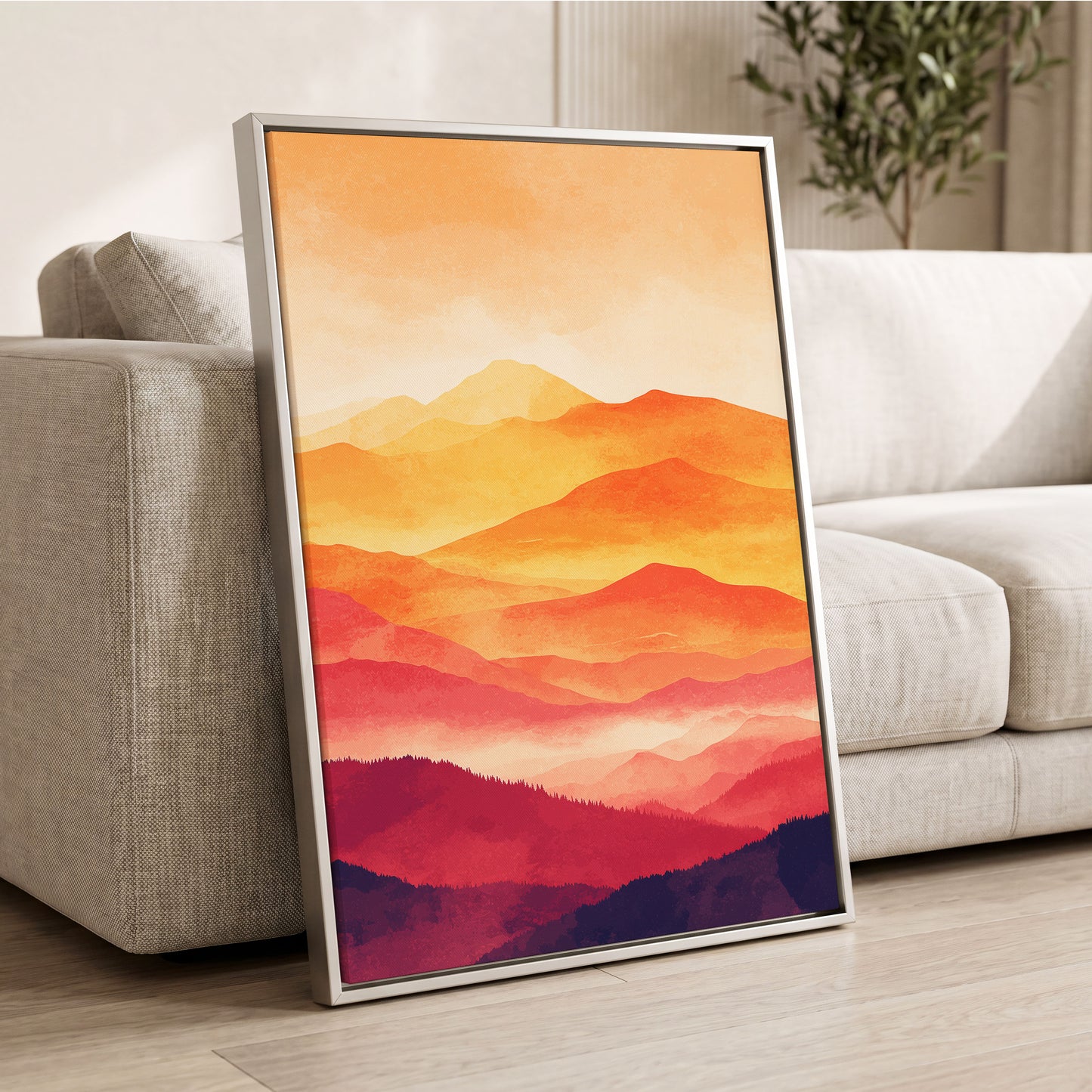 Ember Mountain Layers – wall art displayed in a styled interior, gallery view 2