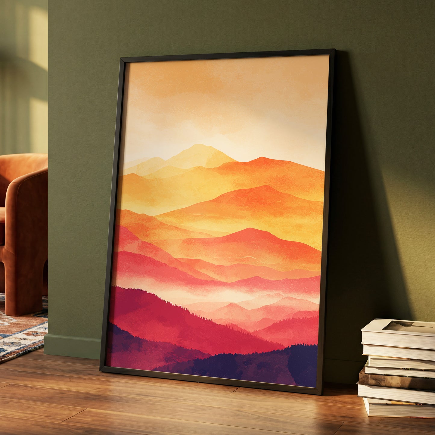 Ember Mountain Layers – wall art displayed in a styled interior, gallery view 4