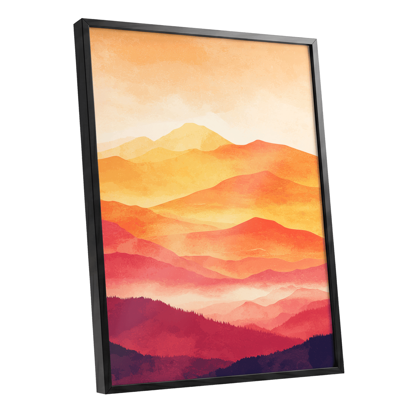 Ember Mountain Layers – black framed poster option