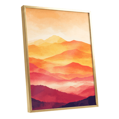 Ember Mountain Layers – gold framed poster option