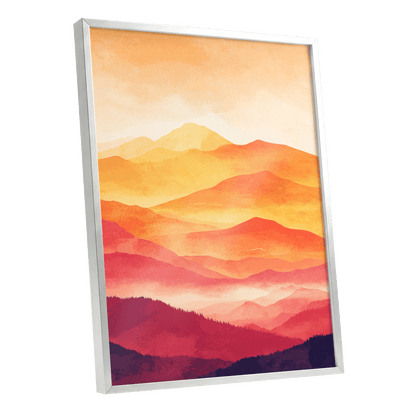 Ember Mountain Layers – silver framed poster option