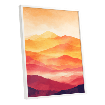 Ember Mountain Layers – white framed poster option